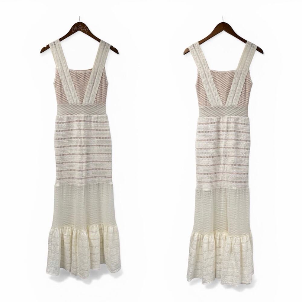 Nightcap Clothing White Dress Full Length Body Con 1 Fitted Beautiful